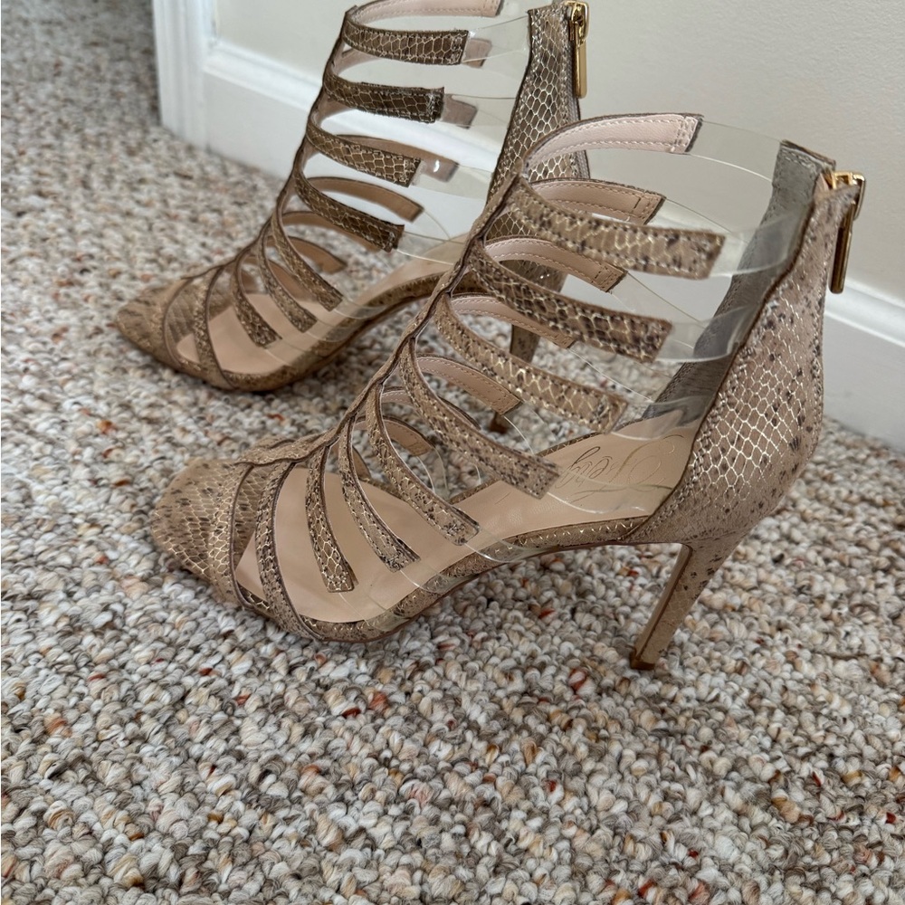 Fergie Tan Gladiator Heels with Stiletto